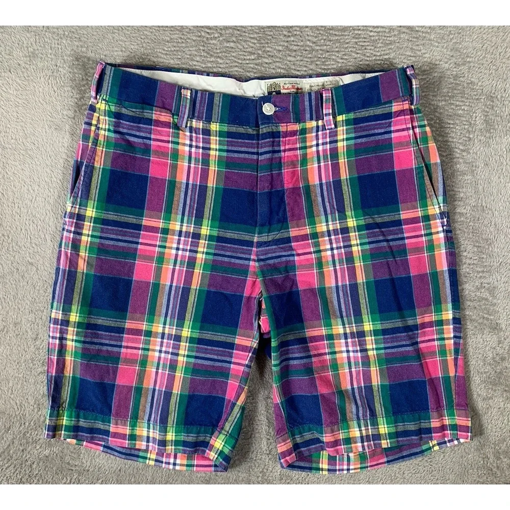 Polo Ralph Lauren Shorts Men's 32 Blue Pink India Madras Plaid 9